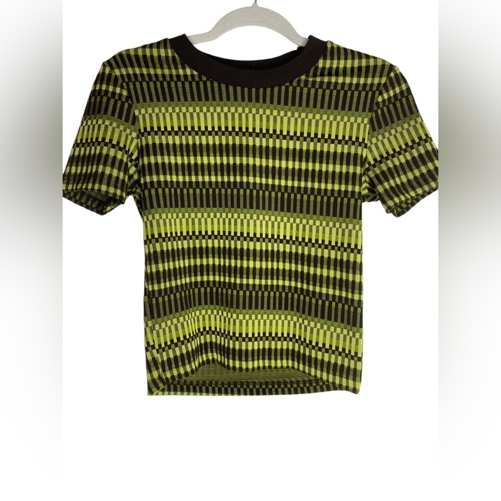 Zara knit top green women’s green & black Sz Sm